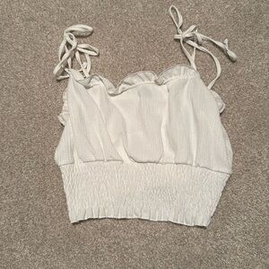 H&M White Scrunch Crop Top
